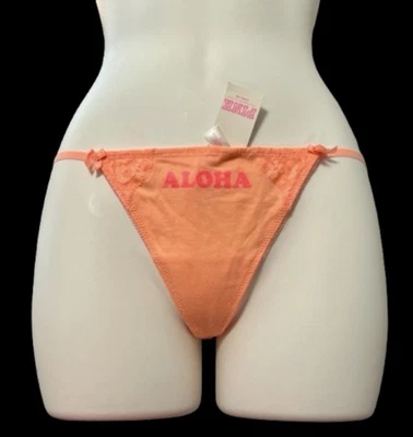 NUEVO CON ETIQUETAS Victoria's Secret ROSA Naranja Aloha Tanga Tanga Bragas MEDIANO M RARO VS Foto 1 de 4