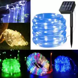 Led Solar Powered Rope Lights Outdoor Waterproof String Light Garden Lamp Deco - Picture 1 of 28