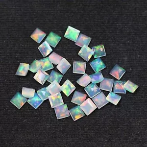 Square Faceted Cut Ethiopian Opal 5mm To 10mm Natural Calibrated loose Gemstone - Picture 1 of 5