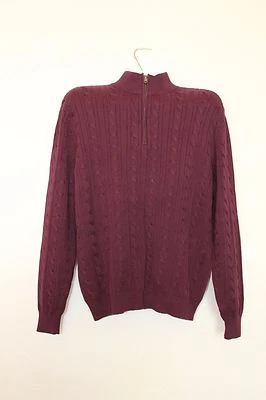 Pullover Club Room by Charter Club 1/4 cremallera 100 % algodón - Borgoña, talla: M () Foto 1 de 2