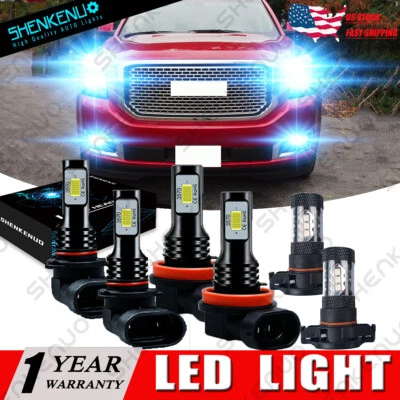 For GMC Yukon 2015 2016 6X 8000K Front LED Headlight Hi/Low + Fog Lamp Combo Kit - Изображение 1 из 4