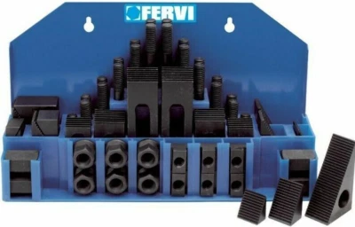 FERVI KIT DI STAFFE STAFFAGGIO PER PEZZI SU TAVOLA FRESA FRESATRICE TRAPANO CAVA 14 MM
