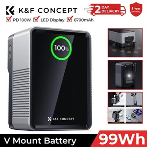 K&F Concept 50/99Wh V Mount Battery with USB-C Fast Charging Light PD TFT Screen - Picture 1 of 31