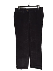 Hiltl Corduroy Pants Mens 32W 29L Black Straight Leg Flat Front Cotton Blend - Picture 1 of 11