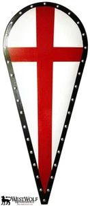 Red Cross KITE SHIELD -- sca/larp/crusades/crusader/knight/viking/wooden/armor - Bild 1 von 1