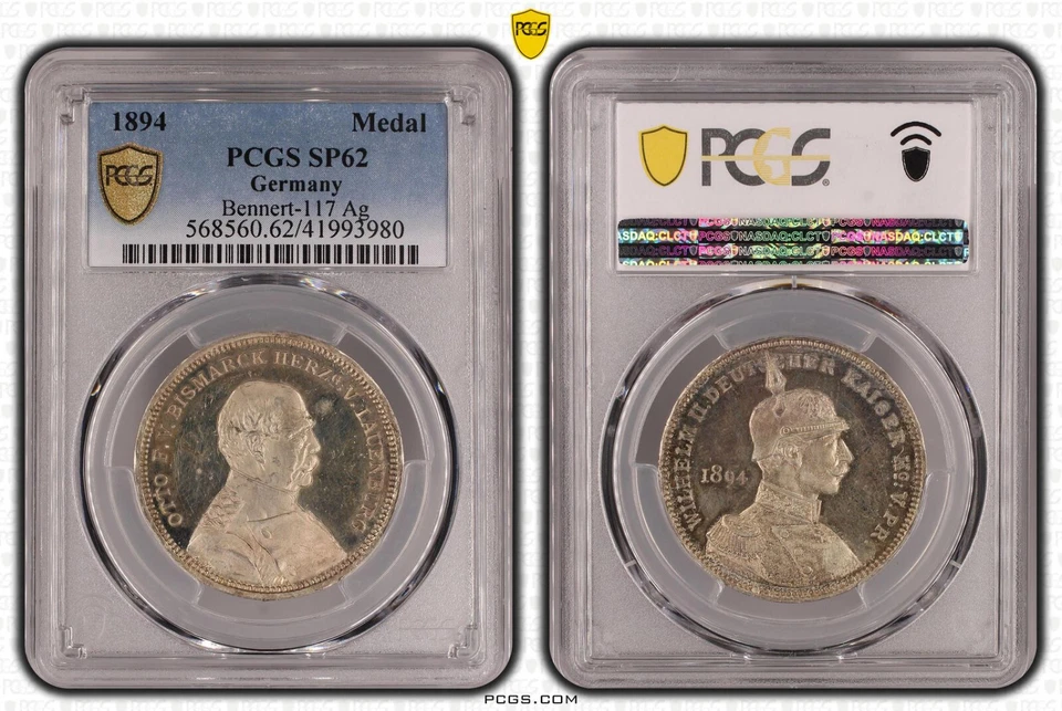 Germany Empire PRUSSIA Wilhelm II Silver medal 1894 PCGS Specimen 62 Top Pattern - Image 1 of 4