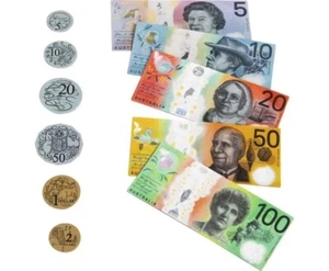 45 Pce Australian Magnetic Play Money Coins Notes Maths Pretend Shopping Games - Picture 1 of 3