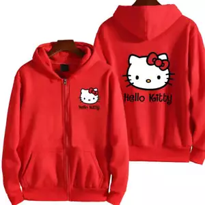 Women's Zipper Hoodie Autumn and Winter New Cute Kawaii Sanrio Hello Kitty Patte - Picture 1 of 63