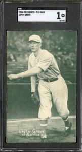 1926-29 Exhibits - P.C. Back Lefty Grove SGC 1 PR HOF RC