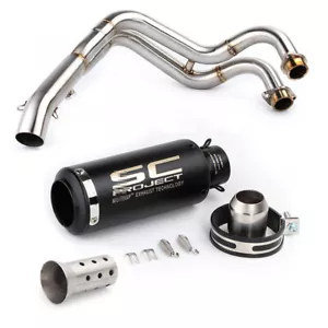 For Yamaha YZF-R7 MT-07 FZ07 Exhaust System Black Muffler Tips Front Header Pipe - Picture 1 of 3