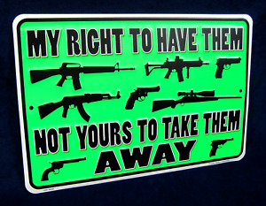 MY RIGHTS -*US MADE*- Embossed Metal 2nd Amend Sign - Man Cave Garage Bar Décor