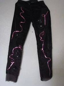Sequinned and Jewelled Designer Ladies Trousers with Tulle Flower Details S: S - Picture 1 of 4