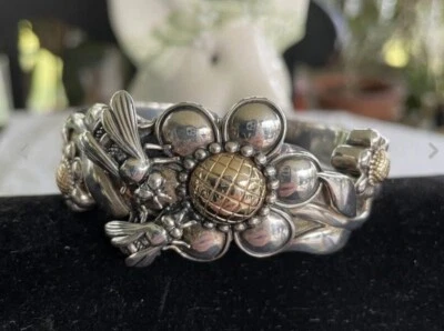 925 sterling silver bee cuff Keiselstein Cord bracelet  excellent condition  - Image 1 of 4