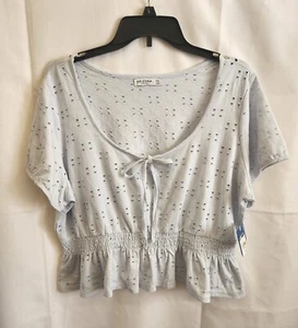 Arizona Jean Company arktisblaues bauchfreies Oberteil Größe XXL gesmokt neu mit Etikett $ 29 MANGEL - Bild 1 von 5