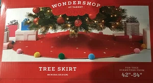 Wondershop- Pom Pom Star Christmas Tree Skirt Red, 48" Dia. NWT new - Picture 1 of 1