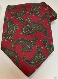Liberty Of London Tie Men’s Designer 100% Silk Red Paisley Print Tie England Vgc - Picture 1 of 7
