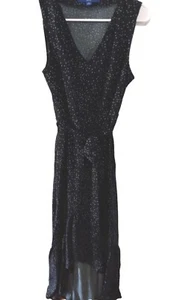Apt9 V Neck polk-a-dot Faux wrap dress Women's Medium Belted Ruffle Sleeveless - Picture 1 of 6