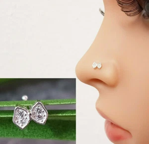 Plata 925 lazo real piercing de nariz tapón de nariz tapón piercing circonita  - Imagen 1 de 5