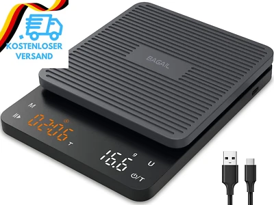 Bagail Digitale Kaffeewaage Mit Timer 0,1 G Hochpräzise Elektronische Küchenwaag - Bild 1 von 4