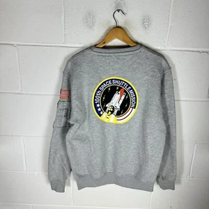 Alpha Industries Sweatshirt Mens Large Grey NASA Space Shuttle Crewneck Mission - Picture 1 of 10