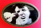 ELVIS PRESLEY "KING OF ROCK & ROLL" Epoxy PHOTO MUSIC BELT BUCKLE   - NEW!