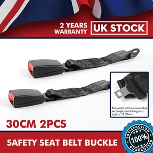 2 PCS Universal Black 30cm Webbed Seat Belt Buckle End for Safety Seat Belts UK - Picture 1 of 8