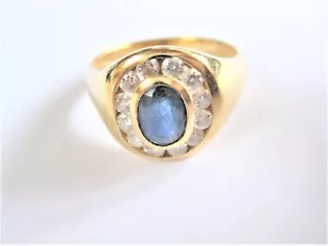 Ring Gold 750 Con Zafiro Y Brillantes, 7,2G - Imagen 1 de 3