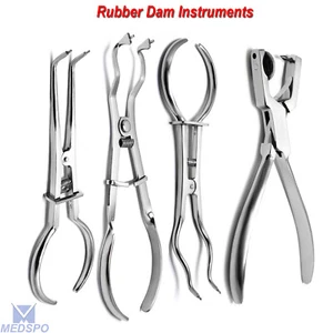 Dental Gummi Dam Endo Brinker Klemmen Brüher Pinzette Elfenbein Schock Instrumente Kit - Bild 1 von 5