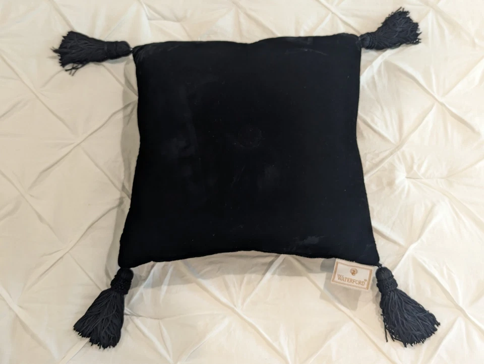 ALMOHADA WATERFORD ACENTO TERCIOPELO NEGRO 12"X12" Foto 1 de 4