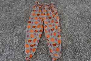 Shosho Pants Girls Small Gray Pumpkin Fall Latte Print Elastic Waist Lounge - Picture 1 of 13