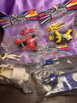 McDonald's Mighty Morphin Power Rangers 1995 La película Lote de 4 azul rojo blanco  Foto 1 de 4