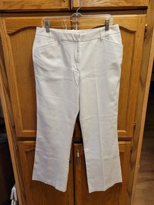 Pantalones informales de negocios de corte bootcut de algodón texturizado blanco nuevos sin etiquetas de Worthington talla 12 Foto 1 de 4