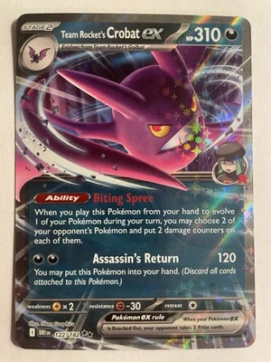 2025 Pokemon Team Rocket’s Crobat Ex 122/182 Holo- Destined Rivals - Image 1 of 3