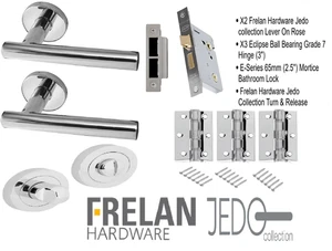 Frelan Jedo Collection Lever On Round Rose Bathroom Handle Pack Internal Door - Picture 1 of 6