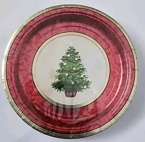 Classic Christmas Plates Dessert Plates 8ct 7in Round Christmas Tree - Picture 1 of 4