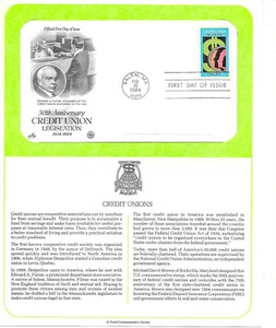 1984 Credit Unions 50th Anniversary Legislation Sc 2075 FDC Info Page PCS - Picture 1 of 1