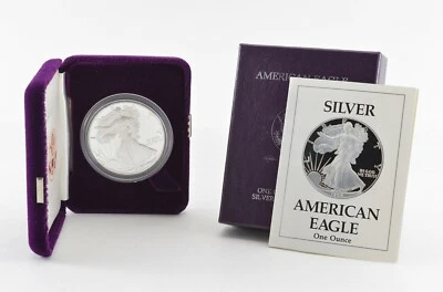 1989-S American Silver Eagle PROOF 1 Oz Silver - Coin & Box & COA - Image 1 of 4