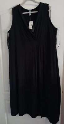 Maxi Vestido CATHERINES 2X 22/24W Negro Sobrepelliz Sin Mangas Elastizado Plisado NUEVO Foto 1 de 4