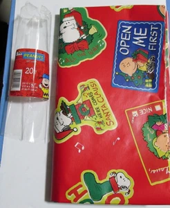 Snoopy Peanuts Weihnachten Geschenkpapier Rolle 20 Quadratfuß rot Charlie Brown flach - Bild 1 von 5