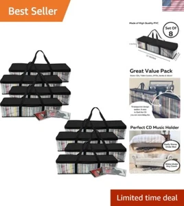 CD Storage Bags 8 Pack Clear PVC Plastic Media Carrying Case with Zipper - Ho... - Picture 1 of 8