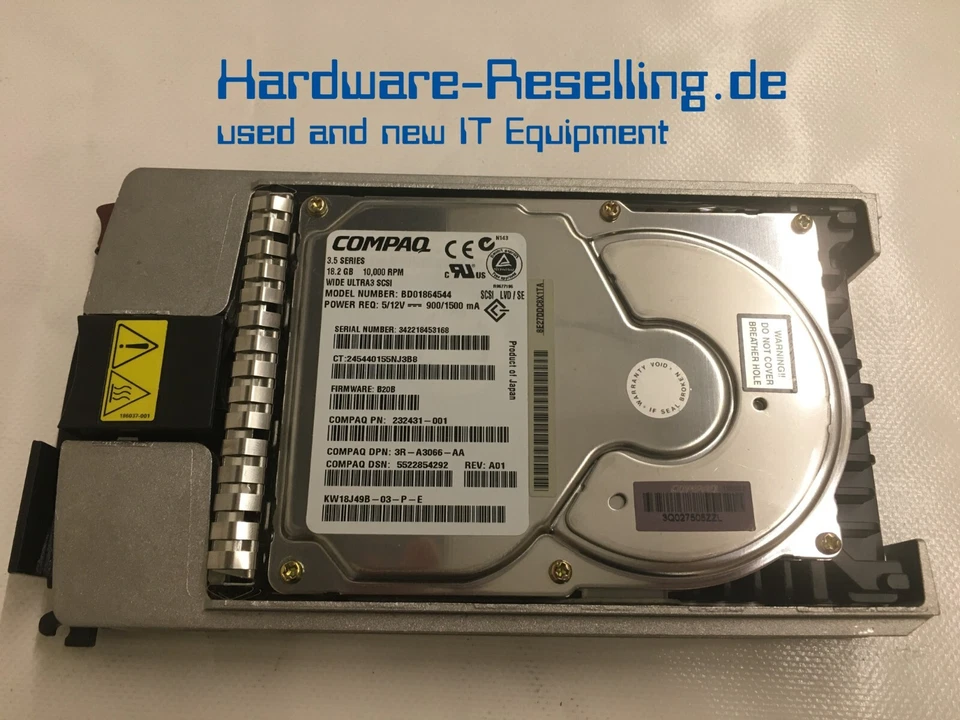 COMPAQ BD01864544 18,2 GB 10K RPM 3,5" WIDE ULTRA3 SCSI 232431-001 3R-A3066-AA - Bild 1 von 1