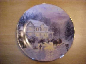 Knowles 1991 Thomas Kinkade Sammelteller "Sleighride Home" Weihnachten - Bild 1 von 2