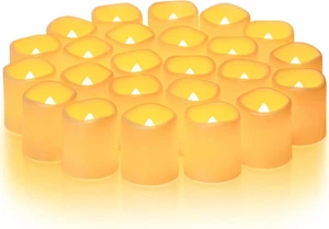 24Pack Flickering Flameless Votive Candles, 200+Hour Electric Fake Candles, Batt - Picture 1 of 6
