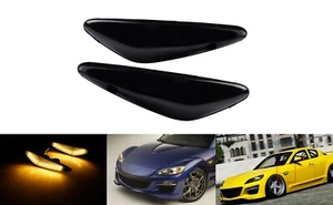 2x Smoke Lens Amber LED Turn Signal Side Marker Lights For Mazda MX-5/Miata/RX-8 - Foto 1 di 12