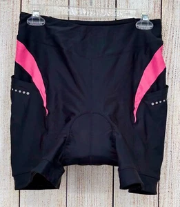 BALEAF Women's Large 4D Padded Cycling Shorts Black Pink Pocket Reflective NWT - Picture 1 of 8