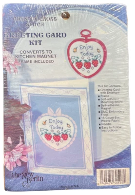 Новый 1980-х новый Берлин наслаждаться сегодня 30517 вышивка крестиком поздравительная открытка набор Vintg 8498 - Изображение 1 из 2