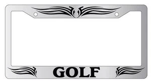 Chrome License Plate Frame Golf Tribal Design 1 Auto Accessory 2297 - Picture 1 of 1