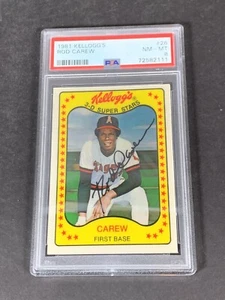 Kellogg's #26 Pop 1981 32 mlb Hof Rod Carew PSA 8 casi nuevo como nuevo - Imagen 1 de 2