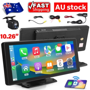 10.26" Portable Car Stereo Radio Wireless Apple Carplay & Android Auto GPS BT FM - Picture 1 of 16