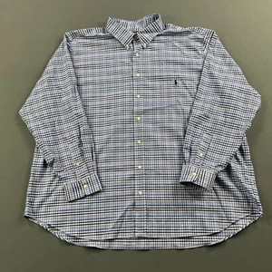 Camisa Polo Ralph Lauren Para Hombres 3XB Azul Algodón Nylon Abotonada Rendimiento Pony - Imagen 1 de 12